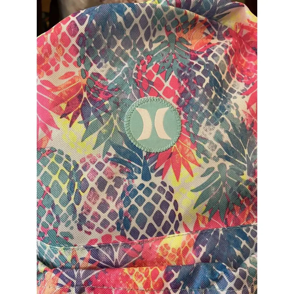 Hurley Printed Pineapple Backpack - EUC Lots If Pockets Tropical Adjustable